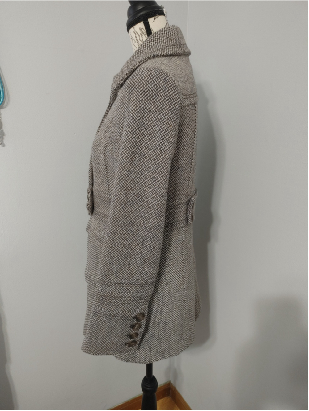 Women's J.Crew Wool Blend Pea Coat Size 6 Grey Brown 6 Button - Picture 2 of 11